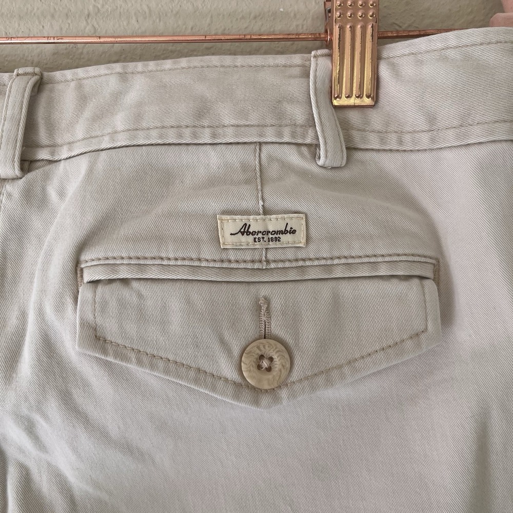 Vintage Y2K Abercrombie Fitch Low Rise Khaki Flare Pants 6 Long Tan Preppy - Picture 5 of 13